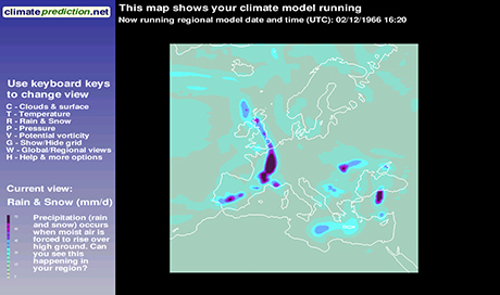 weather@home model image showing precipitation across Europe